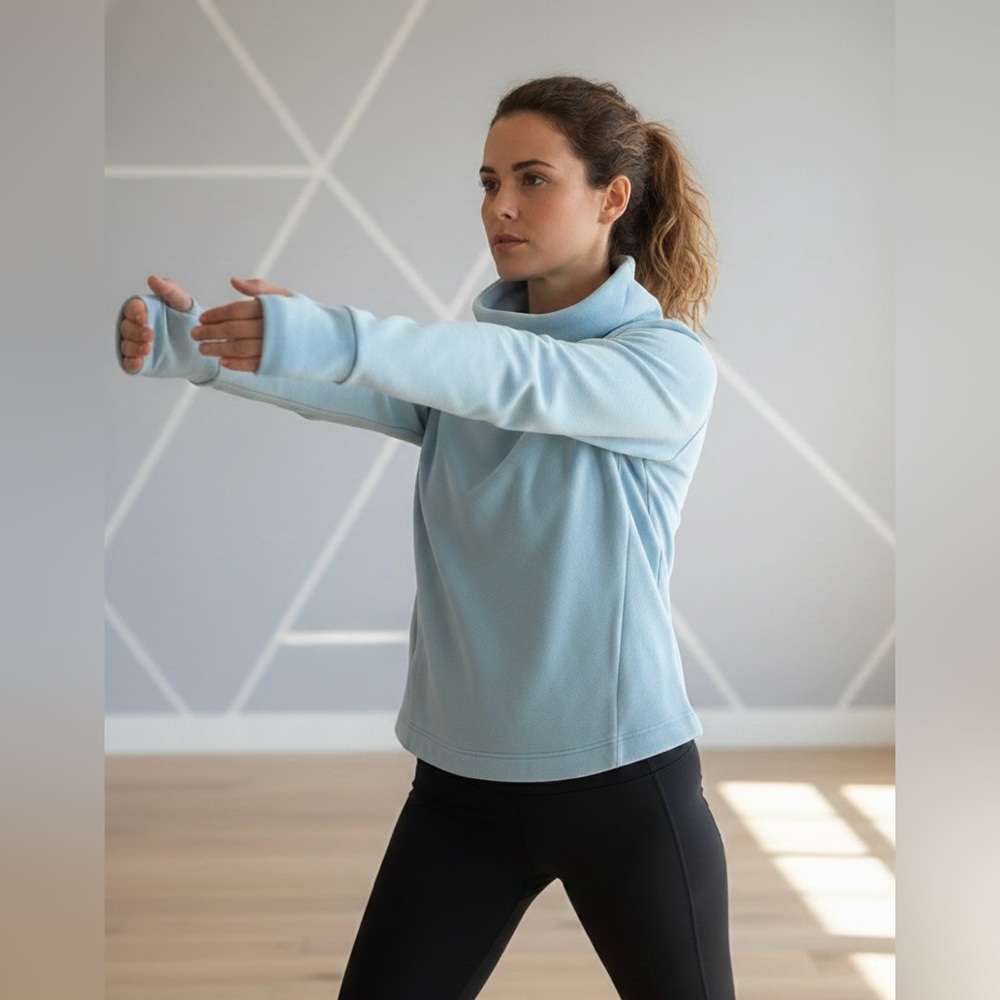 Light Blue Athletic Funnel Neck Pullover
